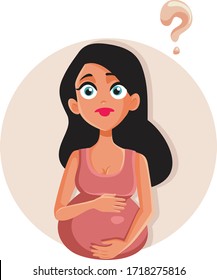Stressed Anxious Mother to Be Having Questions. Young pregnant woman feeling uncertain about birth plan
