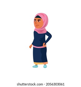 stressed arab girl anger at parents cartoon vector. stressed arab girl anger at parents character. isolated flat cartoon illustration