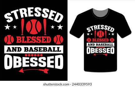 Beato estresado y obsesionado con el béisbol, camiseta de béisbol Vector Art