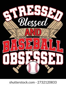 Gestresstes gesegnetes und Baseball besessenes Typografie Grafikdesign