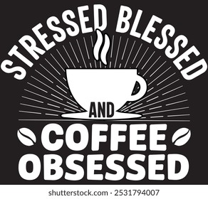 Camiseta sarcástica estresada y obsesionada con el café, divertida para hombres y mujeres, diseño de camiseta de café, citas de adictos a la cafeína