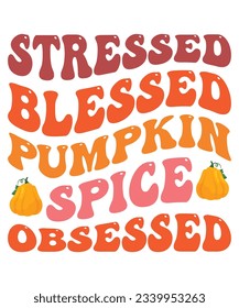 Stressed Blessed Pumpkin Spice Obsessed Halloween T-shirt