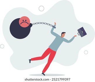 Stressed burden, anxiety or negative thinking, anger or emotional causing problem, mental health or depression.flat design with people.