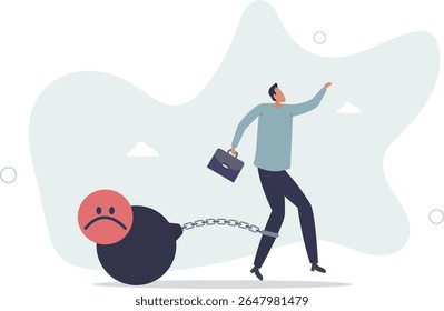 Estresse fardo, ansiedade ou pensamento negativo, raiva ou emocional causando problema, saúde mental ou depressão, conceito sobrecarregado ou oprimido.