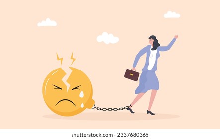 Stressed burden, anxiety or negative thoughts. Burnout in professional life, emotional collapse concept vector. Depression, sadness, mental health.