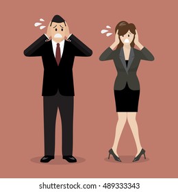 Stressed business man and woman. Vector illustration