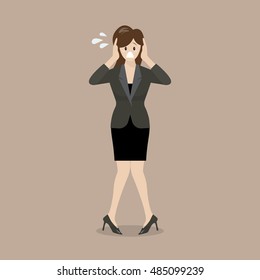 Stressed Business Woman. Vector Illustration