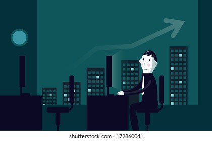 Stressed businessman in the office. vector illustration