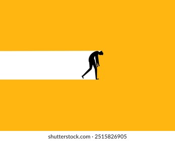 Stressed businessman walking bored with life