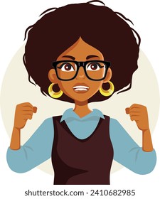 
Stressed Businesswoman of African Ethnicity Vector Cartoon illustration. Corporate worker breaking down under pressure feeling furious 
