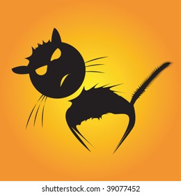 Stressed cat, vector silhouette  illustration