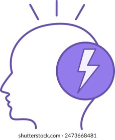 Stressed Color Icon. Vector Icon of Depressed and Anxious Person. Emotions and Mood Concept