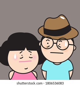 A Stressed Couple Looking At Each Other Concept Card Character illustration