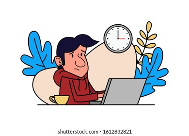 Stressed of Deadline, vector flat illustration