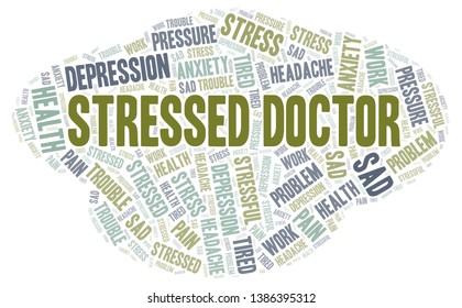 Stressed Doctor word cloud. Wordcloud made with text only.