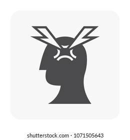 Stressed and emotion icon on white.