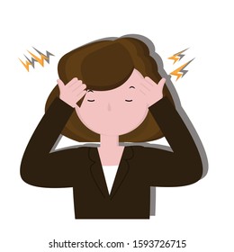 Stressed exhausted woman concept. Creative idea design. Flat vector illustration 