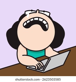 Mulher Estressada Trabalhadora Em Pânico Incapaz De Terminar Trabalho Conceito Desenho Animado Personagem ilustração