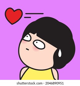 Stressed Girl is Looking At The Runaway Heart. Hopeless Relationship Concept Card Character illustration