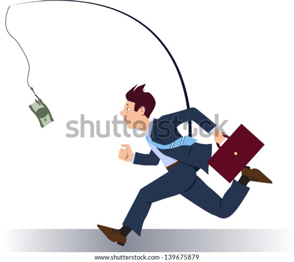 Stressed Greedy Businessman Running After Money Stock Vector (Royalty ...