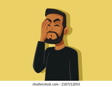 
Stressed Guy Making a Face Palm Gesture Vector illustration. Ashamed man feeling awkward and embarrassed
