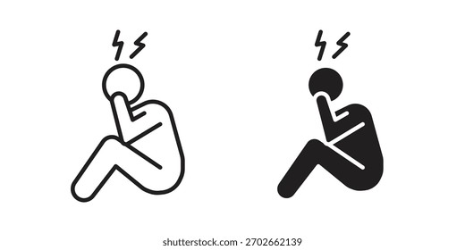 Ilustraciones de iconos humanos estresados colección. contorno de trazo editable y estilo plano