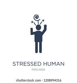 stressed human icon. Trendy flat vector stressed human icon on white background from Feelings collection, vector illustration can be use for web and mobile, eps10