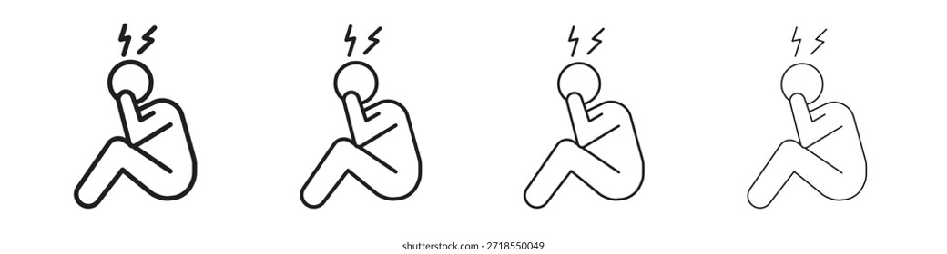 Stressed human icons, Set of linear icons. Black linear palm icons