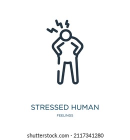 icono de línea delgada humana resaltado. man, problemas de iconos lineales del concepto de sentimientos, señal de contorno aislado. Elemento de símbolo de ilustración vectorial para diseño web y aplicaciones.