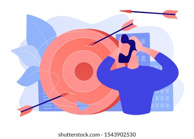 Stressed man suffering from migraine. How to deal with frustration, frustration and anger control, emotionally intelligent habits concept. Pinkish coral bluevector isolated illustration