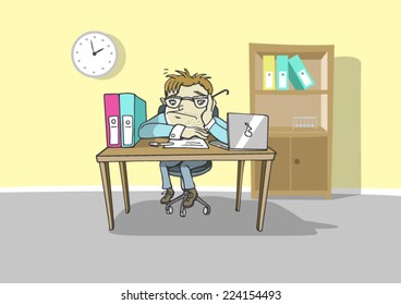 stressed in an office