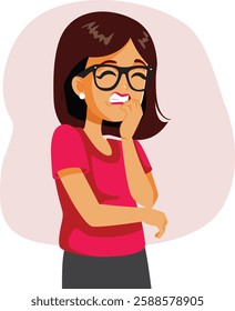 
Stressed Office Worker Biting Her Nails Vector Cartoon Character. Anxious Office Employee feeling overwhelmed coping 