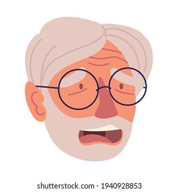 caricatura estresada de la cara de un anciano