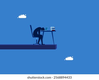 Stressed out of energy, Desperate, Sad. Depressed Businessman on the Board