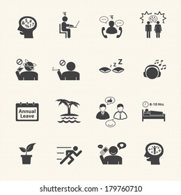 Stressed and Refreshing. Vector icons set.