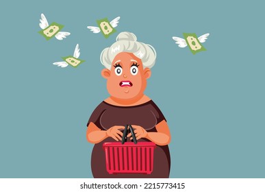 
Stressed Supermarket Customer Affected By Inflation Vector Illustration. Unhappy Client Feeling The Pressure Of Growing Prices And The Cost Of Living
