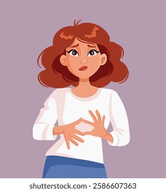 
Stressed Woman Acting Fidgety with Nervous Tics Vector Illustration. Girl with a disorder making repetitive soothing signs 
