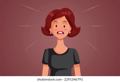 
Stressed Woman Feeling Anxious and Desperate Vector Cartoon Illustration. Girl suffering from anxiety and panic attacks feeling desperate
