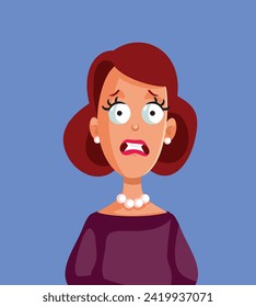 
Stressed Woman Having a Panic Reaction from Anxiety episode. Shocked avatar portrait of a middle aged lady 
