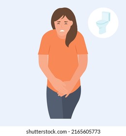 Stressed Woman Standing Want Pee Anxious Stock Vector (Royalty Free ...