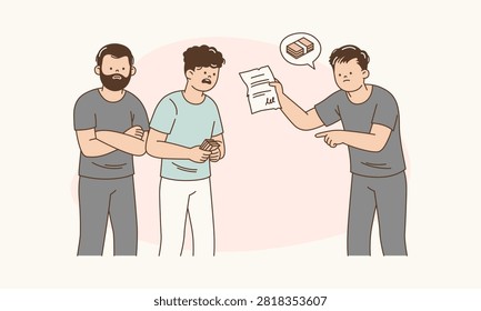 Stressed Young Debtor Facing Pressure from Creditors Demanding Immediate Lump Sum Repayment Vector