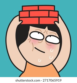 Señora joven estresada puso mucha presión sobre sí misma concepto ilustración de personaje de dibujos animados