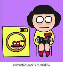 Stressed Young Lady Put A Lot Of Pressure On Herself Concept Card Character illustration