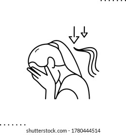 icono del vector de calvicie estresante en contornos 