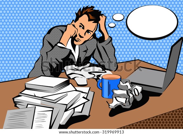 Stressful Business Man Office Many Stack Stock Vector Royalty