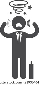 Stressful businessman. Anger and anxiety at work. Office problem icon