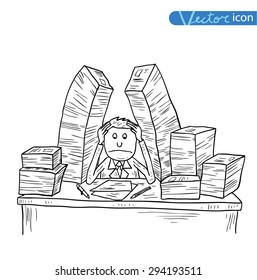  Stressful Businessman in office, vector illustration.