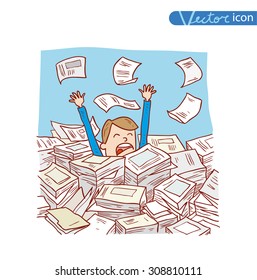 Stressful Businessman in office, vector illustration.