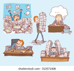 Stressful Businessman in office, vector illustration.