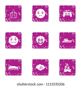 Stressful icons set. Grunge set of 9 stressful vector icons for web isolated on white background
